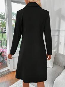 Calvaya 女士長款西裝外套,有翻領設計