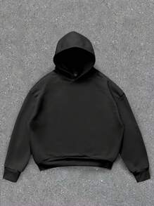 Manfinity EMRG Áo nỉ trùm đầu in chữ và họa tiết cho nam dài tay, Áo hoodie dài tay họa tiết đi chơi, Quà tặng cho bạn bè, chồng, bạn trai - màu đen - Xem 2