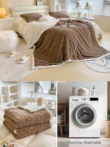 1 pieza Manta de doble capa con patrón de rombos clásico, manta de tiro cálida y cómoda para sofá, adecuada para uso diario en cama, habitación, sala de estar, dormitorio, oficina, camping, (Púrpura/Café), Decoración de otoño, Decoración de otoño, Decoración de habitación