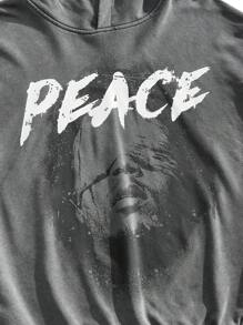 Manfinity NXTstreet sweat-shirt à capuche décontracté pour hommes avec imprimé de lettre de caractère, sweat-shirt à capuche graphique à manches longues pour l'automne/l'hiver, idéal pour les cadeaux aux amis, aux maris et aux petits-amis - Gris - Voir 7