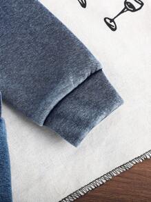 Bộ 2 quần nỉ cổ tròn phong cách đường phố cho bé trai và bé gái, trang phục thời trang cho các buổi đi chơi, chụp ảnh và tụ tập vào mùa xuân/thu - Màu xanh lam - Xem 5