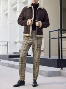 Manfinity VCAY Men's Woven Plaid Mid-Waist Straight Casual Pants, Going Out Fashion Slacks Pants, Suitable For Everyday Wear, Husband, Boyfriend Gifts - Multicolor - View 3