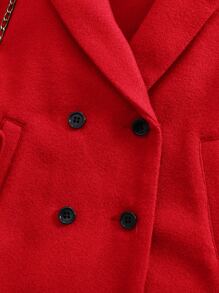 SHEIN Baby Girl Cute Red Knitted Minimalist Lapel Overcoat, Autumn/Winter