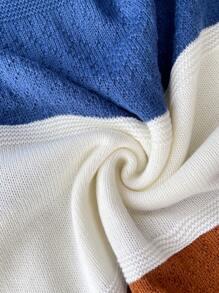 SHEIN LUNE Women Plus Size V-Neck Contrast Color Sweater, Casual For Autumn/Winter Knit Pullover Fall - Multicolor - View 6