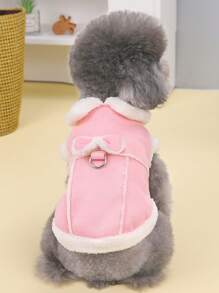 PETSIN Pink Lambs Wool Thickened Padded Windproof Pet Coat For Autumn/Winter - Pink - View 7