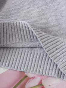 Tween Girl 宽松立领毛衣，浅灰色百搭款式，百搭柔软面料，秋冬季必备