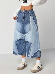 SHEIN EZwear Women's Casual Fitted 7/8 Length Blue Jeans