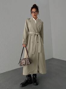 SHEIN EZwear 女式休闲纯色双排扣常规夹克，秋季