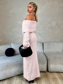 Roylia Women's Off-Shoulder Long Sleeve Casual Long Dress