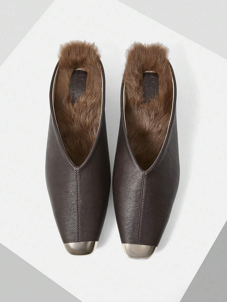 MOTF PREMIUM FAUX FUR SLIP-ON PUMPS FOR WOMEN, VALENTINES - Coffee Brown - View 1