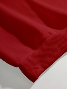 SHEIN EZwear Áo nỉ cổ tròn họa tiết báo và cây thông Noel thường ngày cho nữ, Thu/Đông - Đỏ - Xem 5