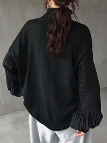 FRIFUL 女士立领毛衣衬衫，简约时尚休闲日常穿着，秋季女装高领衫 - 黑色 - 查看 5