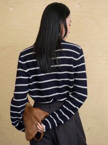 Dazy-Less Cárdigan casual de mujer con bloques de color y rayas, ropa de otoño para trabajo y casual de negocios