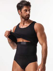 Herren einfarbiges Crew-Neck Tanktop und Shapewear Slip mit hoher Taille Set