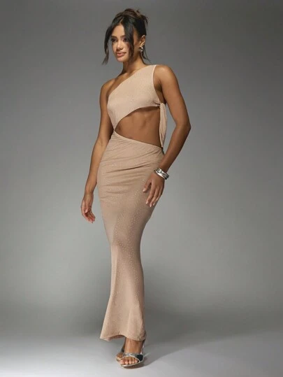 knee length dresses for ladies Oh Polly Duhamel Embellished Asymmetric Maxi Dress in Grape main image 0