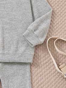 PrepCrw Conjunto informal de sudadera con capucha de punto holgado en color caqui para niñas, para otoño/invierno