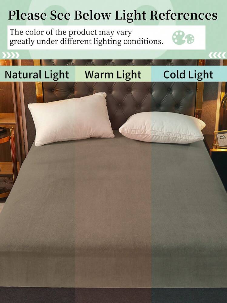 1 pieza Sábana ajustable, Ropa de cama, Cubrecama, Sábana ajustable, Protector de colchón, Sábana ajustable de unicolor, Acolchado de colchón cómodo y cálido, Textil para el hogar de estilo minimalista, Cubrecama suave anti-bolas, Sábana ajustable amigable con la piel, Excluye almohada y funda de almohada, Decoración del hogar, Adecuado para varios tamaños de cama - Marrón - Añade 6