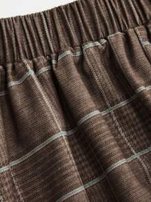 Sweetra Conjunto elegante de 2 piezas de talla grande con top sin mangas con botones y estampado de tartán, y falda