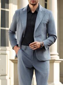 Manfinity Bizformal Men's Solid Color Jacket And Pants Suit Set