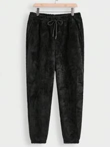 Manfinity VCAY 2 件男士针织贴身落肩休闲保暖内衬开衫套装，适合秋冬季，保暖 - 黑色 - 查看 5