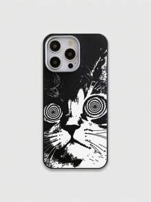 ROMWE Grunge Punk Ốp lưng điện thoại mềm mại in họa tiết mèo hoạt hình, tương thích với iPhone - Nhiều màu - Xem 1