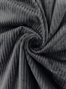 SHEIN Privé 大码女式秋冬灯芯绒吊带双排扣中腰褶皱连衣裙 - 灰色 - 查看 6