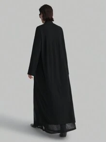 Ontre 黑色轻盈时尚百搭长款针织开衫，春季