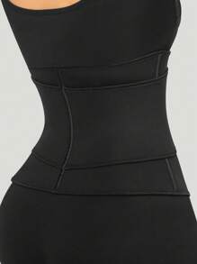 1 件女式纯色拉链双层束腰紧身胸衣腰带 - 黑色 - 查看 3