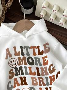 SHEIN 男婴针织柔软卫衣，休闲加厚款，适合秋季穿着 - 白色 - 查看 3