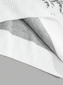 RueChic Men's Christmas Snowflake & Pine Tree Pattern Mock Neck Sweater - Dark Grey - View 7