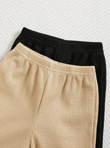 SHEIN Leap Crew Bộ 4 món đồ thể thao thường ngày cho bé trai, áo nỉ mềm mại thoải mái họa tiết tổ ong rộng rãi và quần rút dây, thích hợp mặc ở nhà và ngoài trời, mùa thu/đông - Nhiều màu - Xem 6