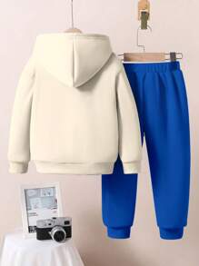 SHEIN Bộ 2 món Áo nỉ trùm đầu họa tiết động vật thường ngày rộng rãi cho bé trai hình vịt, khủng long, hổ, chó con, cá sấu dài tay cho mùa thu/đông - Nhiều màu - Xem 6