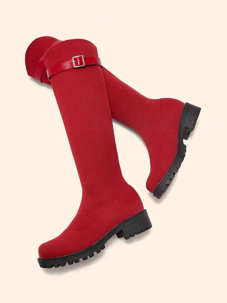 CUCCOO BASICS Women's Fashion Versatile Knee-High Riding Boots, Suitable For Halloween For Christmas And New Year Holiday Vibe Fall And Winter Valentines