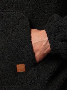 SUMWON 舒适夏尔巴羊毛套头连帽衫冬季毛衣袋鼠口袋休闲家居服宽松毛绒户外街头服饰