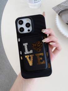 ROMWE Grunge Punk 2pcs/Set Leopard Print LOVE Pattern Magnetic Magsafe Phone Case, Wireless Charging Phone Case, Compatible With IPhone - Multicolor - View 2