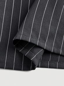 SHEIN MOD 高腰复古条纹直筒裤，简约时尚休闲日常穿搭 - 彩色 - 查看 4