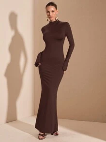 SHEIN BAE Elegant Women Long Sleeve Dress, Casual, Date, Outings, Nightclub, Party Wear, Autumn