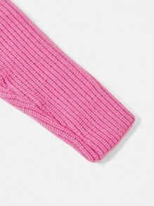 SHEIN Teen Girls Long Pink Off Shoulder Fuzzy Patchwork Sweater Dress For Teen Girls