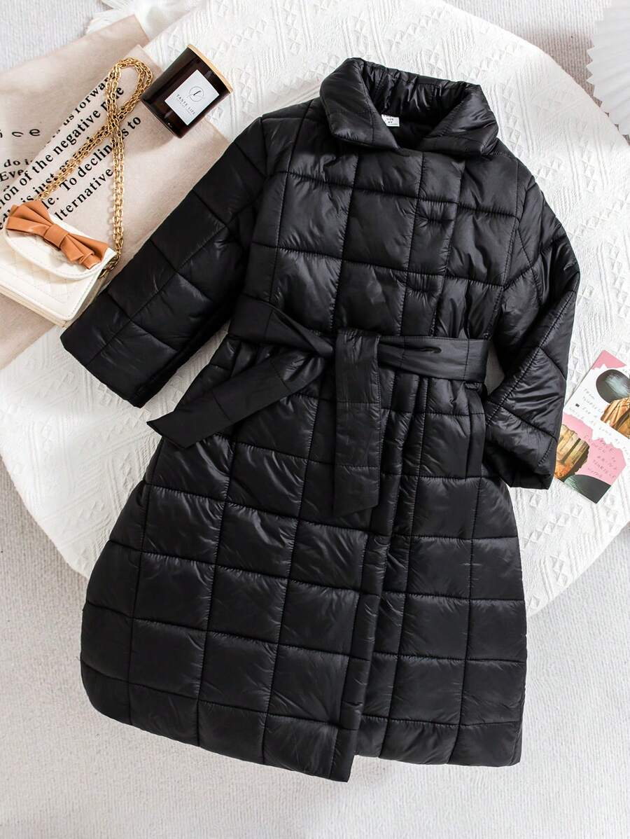 SHEIN Áo khoác thường ngày ấm áp, mềm mại, chất liệu xốp, thích hợp cho bé gái, phù hợp với thời tiết lạnh, mùa thu/đông. - Nhiều màu - Xem 1
