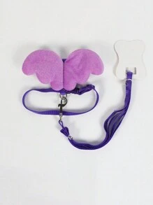 PETSIN 1 套粉色和紫色小型犬和猫用背带牵引绳套装，带天使翅膀，可调节尺寸，适合户外穿着，防逃脱