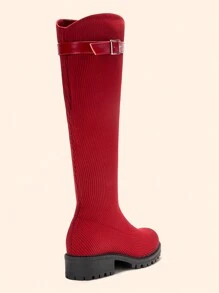 CUCCOO BASICS Damskie modne uniwersalne buty do jazdy konnej sięgające kolan, odpowiednie na Halloween, Boże Narodzenie i Nowy Rok, świąteczna atmosfera, jesień i zima - Czerwony - Zobacz 4