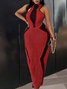 Maweii Plus Size Minimalist Casual Sweater Dress For Everyday Wear - Multicolor - View 5