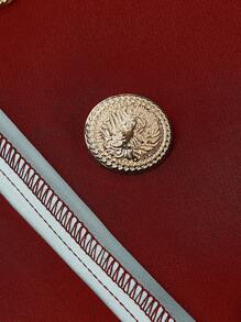 SHEIN Clasi Plus Size Women Vintage Digital Print Multi-Button Long Sleeve Jacket Fall Winter Cloth For Women Autumn - Burgundy - View 5