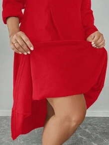 Calvaya Robe longue ample à manches longues pour femmes grandes tailles, en couleur unie. Décontractée et adaptée au bureau, avec doublure. Vêtements d'hiver pour le Nouvel An, tenue maxi pour femmes