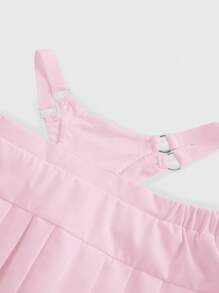 ROMWE Grunge Punk 情人节甜美粉色性感丁字裤迷你百褶裙 - 粉色 - 查看 4