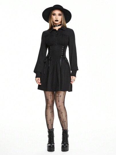 Grunge Punk Sexy Skull Rhinestone Embellished Mini Dress For Women