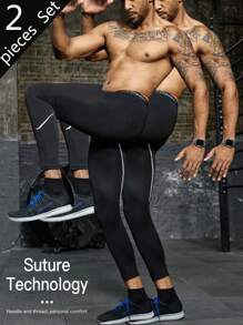 Gym Rark Leggings de sport élastiques et respirants avec imprimé lettres, style petit ami pour hommes - Noir - Voir 1