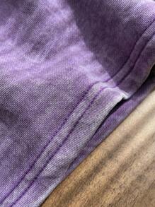 SHEIN EZwear Plus Size Round Neck Long Sleeve Minimalist Sweatshirt, Everyday Casual - Purple - View 5