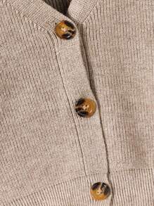 Sparklyn Tween Girls' Solid Color Minimalist Casual Cardigan For Everyday Wear - Khaki - View 5