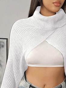 Flirla Plus Size Pullover Sweater, Turtleneck, Solid Color, Minimalist Design, Fashionable, For Winter Knit Pullover Fall Outfit